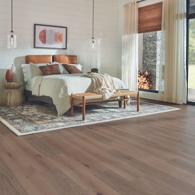 wood look laminate flooring in a bedroom